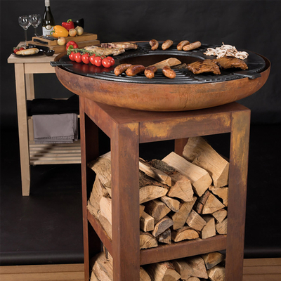 Nowoczesna kuchnia na zewnątrz Corten Steel Grill opalany drewnem Camping BBQ Grill