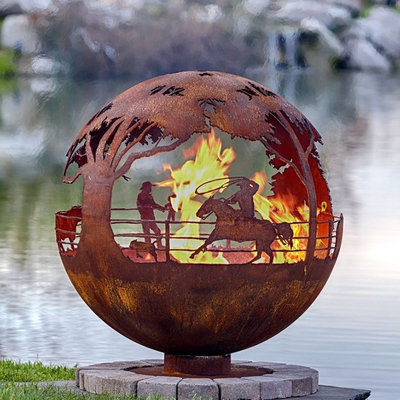 900mm dekoracyjny stalowy kominek Corten Globe ręcznie robiony