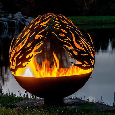 Phoenix Pattern Design Rusty Outdoor Metal Fire Ball ze stali Corten