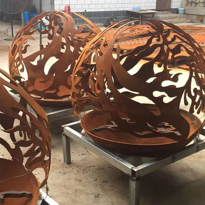 Phoenix Pattern Steel Fire Pit Outdoor Patio Corten Sphere Firepit do ogrzewania ogrodu