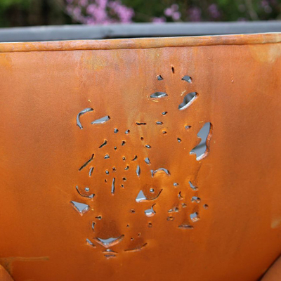 Outdoor Corten Steel Fire Pit Okrągły Czarny Pre Rusted
