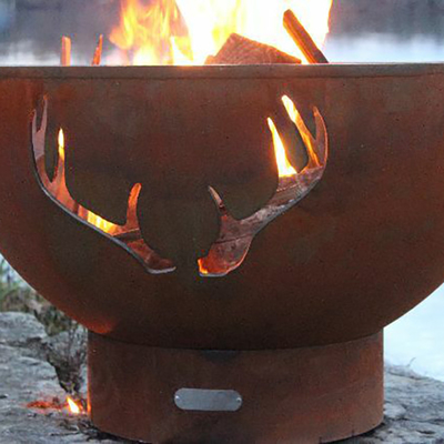 Duży rozmiar głęboka stal Corten Low Smoke Fire Pit z laserowo wycinanym wzorem