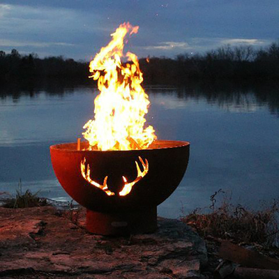 Duży rozmiar głęboka stal Corten Low Smoke Fire Pit z laserowo wycinanym wzorem