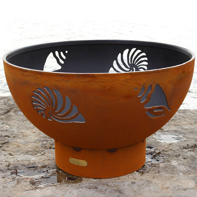 Outdoor Corten Steel Fire Pit Okrągły Czarny Pre Rusted