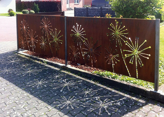 Laserowe wycinanie wzorów mniszka lekarskiego Corten Steel Garden Screens Decoration