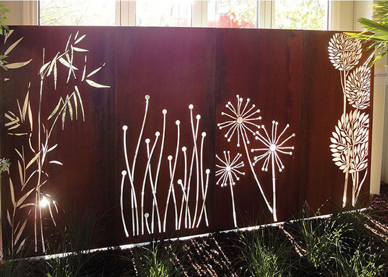 Laserowe wycinanie wzorów mniszka lekarskiego Corten Steel Garden Screens Decoration
