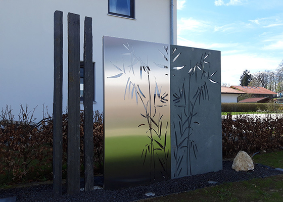 Wzory bambusowe Metalowe ozdoby ogrodowe Wycinane laserowo stalowe panele Corten Outdoor Dekoracyjne