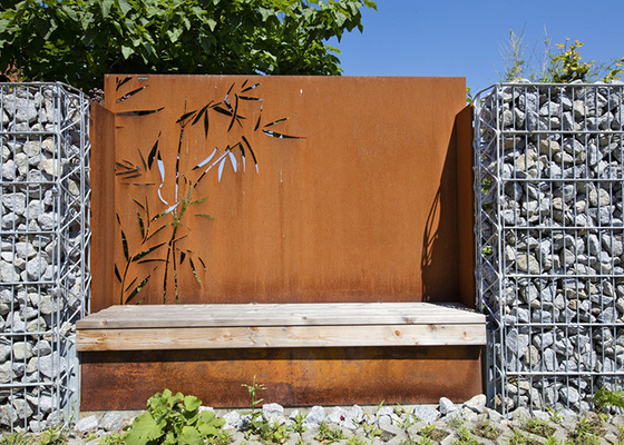 Wzory bambusowe Metalowe ozdoby ogrodowe Wycinane laserowo stalowe panele Corten Outdoor Dekoracyjne