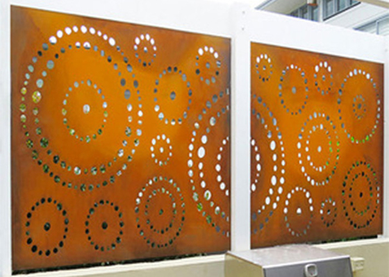 1800x900mm Metalowe ozdoby ogrodowe Stal Corten Ekrany dekoracyjne Wzór koła