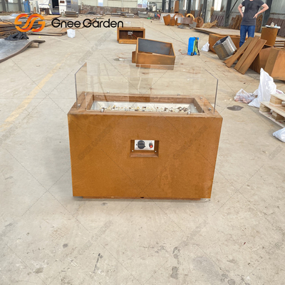 Outdoor Corten Steel Square Fire Pit Rustykalne wykończenie Table Top Fire Pit