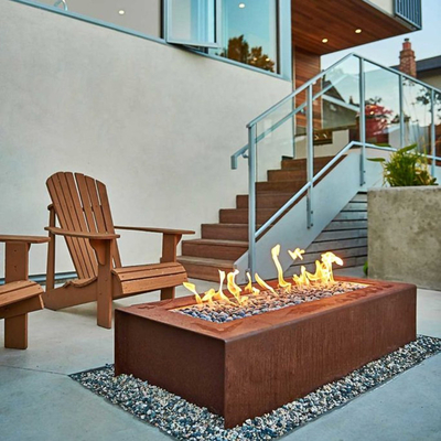 Gazowe ogrzewanie propanowe Corten Steel Fire Pit 1200 X 600 X 320 mm Dekoracja dziedzińca