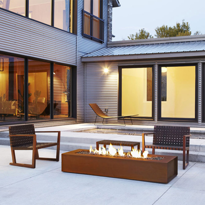 Stalowy odkryty kominek Garden Decor Corten Steel Fire Pit Table z naturalnym zardzewiałym kolorem