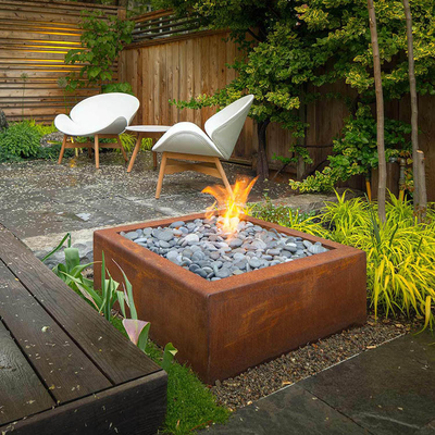 Prosta stal Corten Outdoor Fire Pit Rusty Round Design Dekoracja ogrodowa Fire Pit