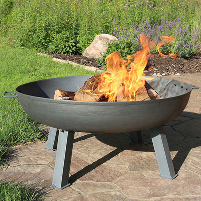Nowoczesny czarny ogród Corten Steel Fire Pit Okrągła zewnętrzna miska przeciwpożarowa