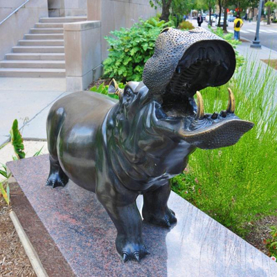 175cm Hippo Zewnętrzna rzeźba z brązu Wystrój ogrodu Art Exquisite