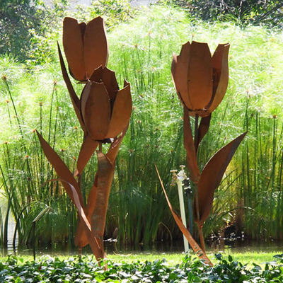 Gnee Garden Tulip Flower Shape Niestandardowe metalowe rzeźby na podwórko
