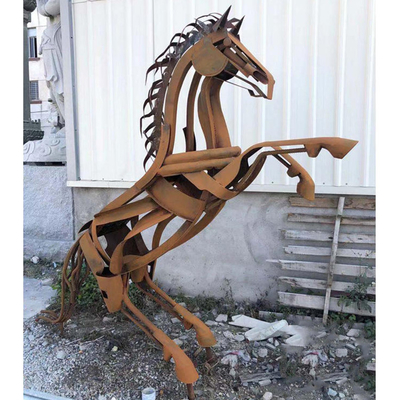 Dostosowany rozmiar Outdoor Metal Horse Sculpture Steel Weathering Steel