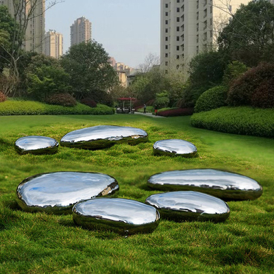 Gnee Garden High Polished Pebble Shape Rzeźba ze stali nierdzewnej na trawnik
