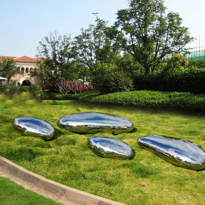 Gnee Garden High Polished Pebble Shape Rzeźba ze stali nierdzewnej na trawnik