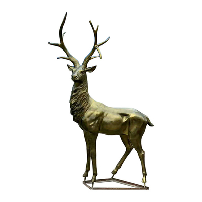 Certyfikat CE Zewnętrzna rzeźba z brązu Brązowa statua łosia Life Size Dekoracyjne