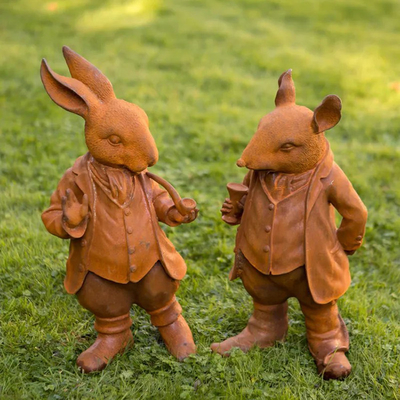 Żeliwo zardzewiałe Life Size Outdoor Deer Statues OEM Service