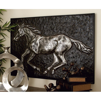 Certyfikowany przez SGS muskularny czarny ogier Wall Art żeliwny elegancki
